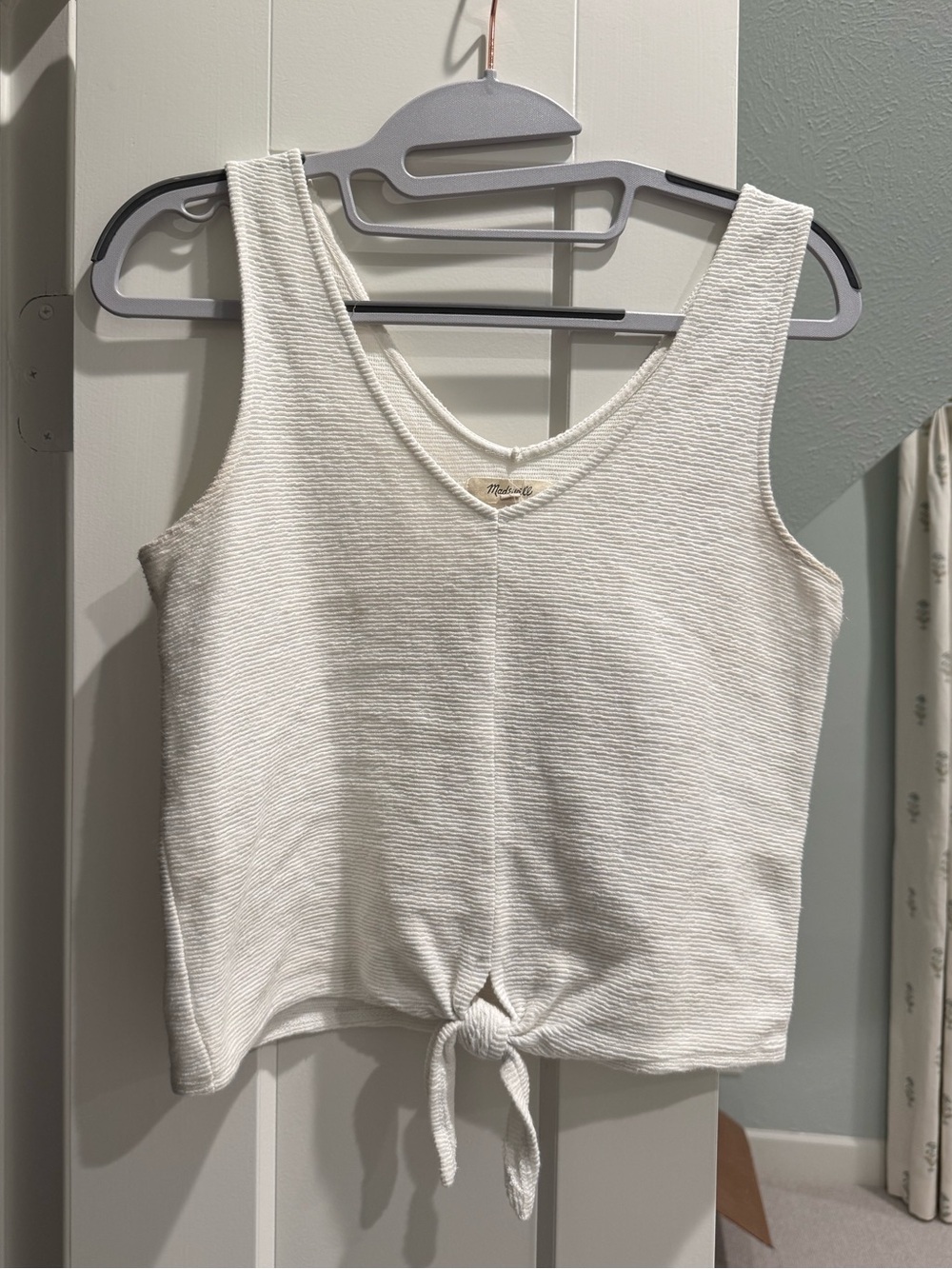 Madewell Cream Tie-Front Ribbed Tank